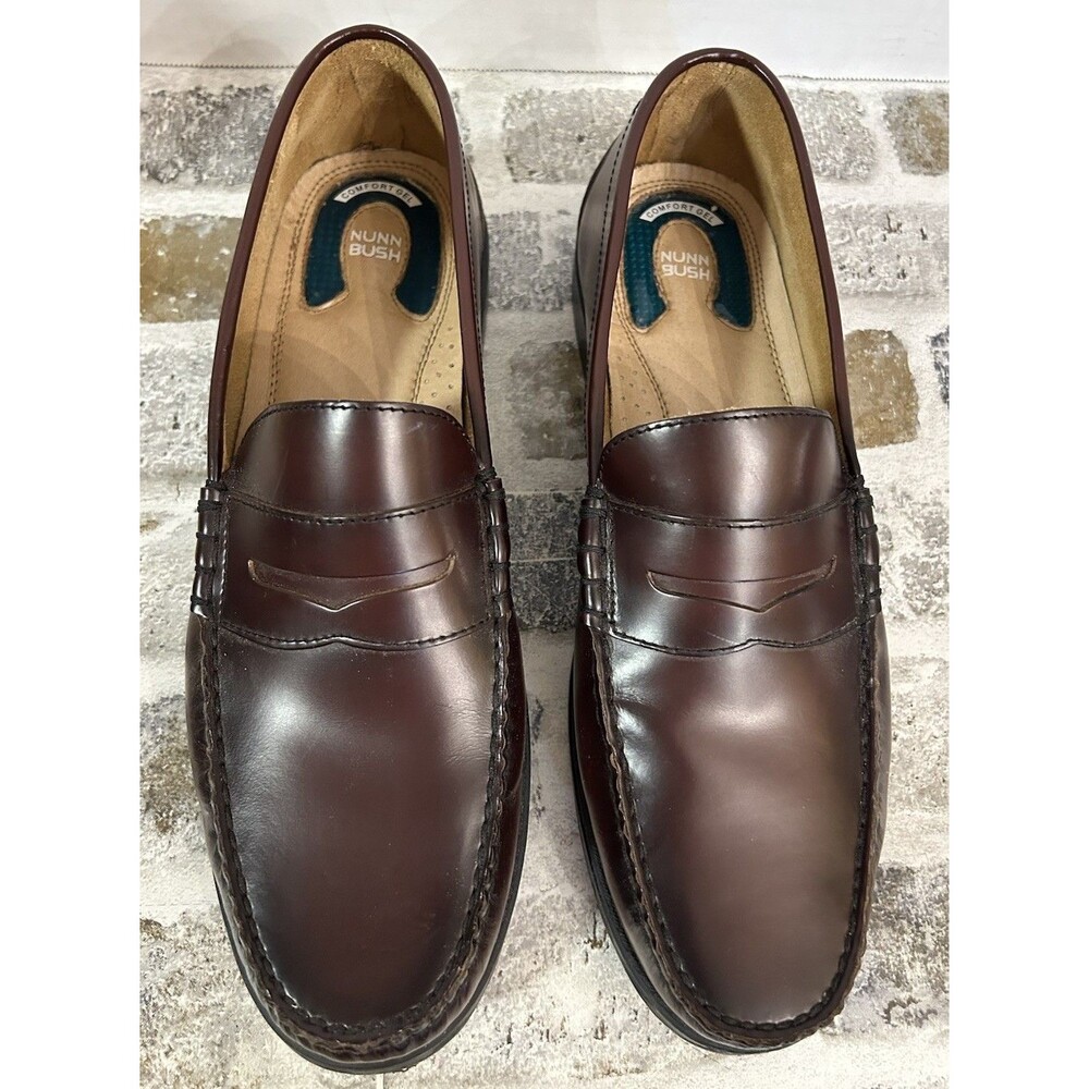 Nunn Bush Lincoln Moc Toe Penny Loafer Leather Slip On Burgundy Men’s Size 12